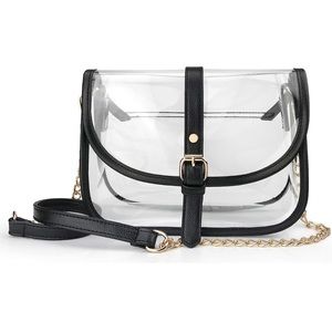 Clear Saddle Cross Body Bag Women Chain Shoulder Handbag Purse
